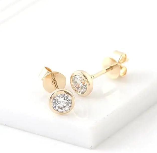 Royal Gems Moissanite Ear Studs Pure Gold Earrings For Women Girls AAA+++ Grade Clarity D Color Asli Heera Stone Original Certified - Image 4