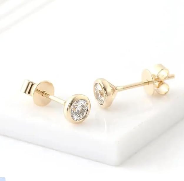 Royal Gems Moissanite Ear Studs Pure Gold Earrings For Women Girls AAA+++ Grade Clarity D Color Asli Heera Stone Original Certified - Image 3