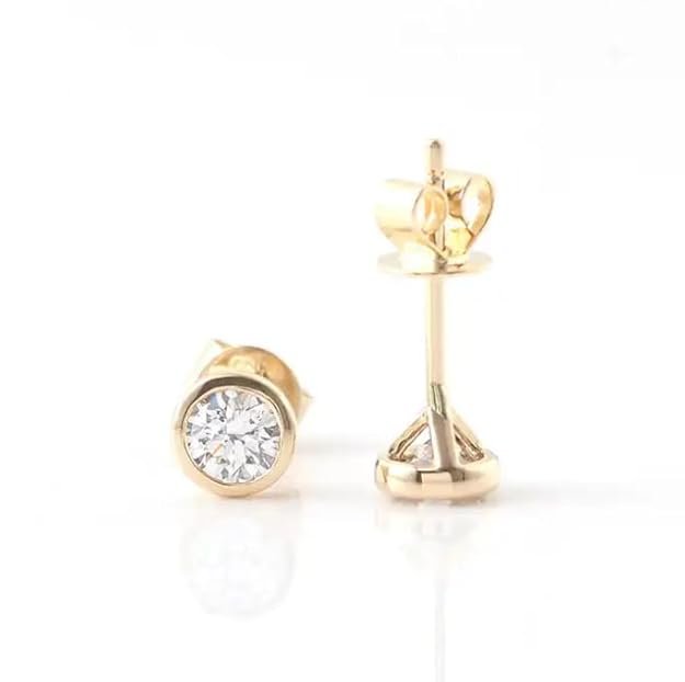 Royal Gems Moissanite Ear Studs Pure Gold Earrings For Women Girls AAA+++ Grade Clarity D Color Asli Heera Stone Original Certified