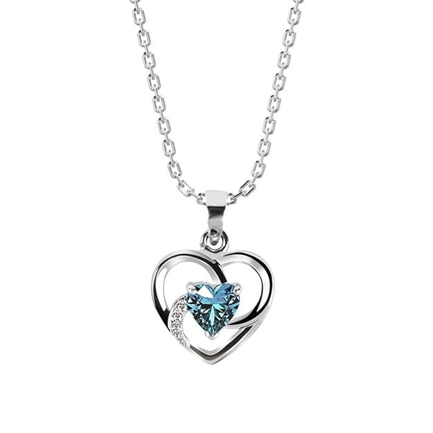 CLARA 925 Sterling Silver Heart Pendant Necklace for Women and Girls