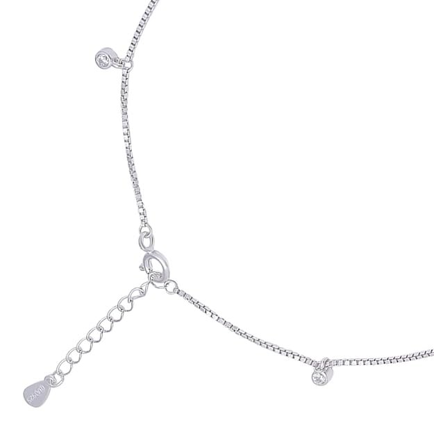 ZAVYA 925 Silver Cubic Zirconia CZ Drop Adjustable Chain Anklet (Pair) | Gift for Women & Girls - Image 4
