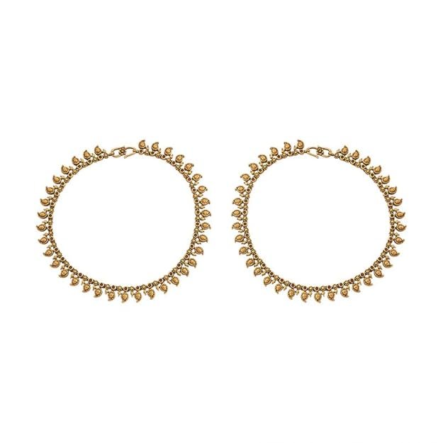 Kushal's Fashion Jewellery Ruby Gold Ethnic Antique Payal/Anklet