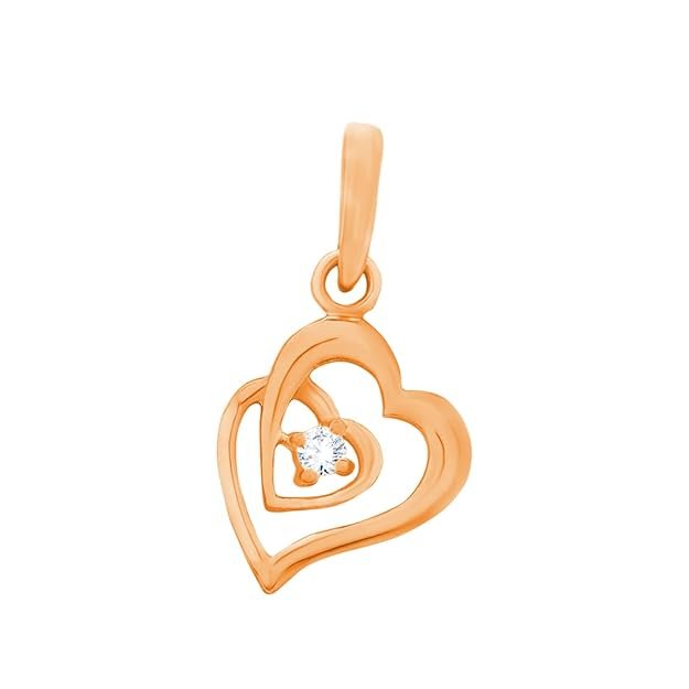 Twinned Hearts Rose Gold Charm Diamond Pendant for Women