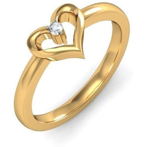 1/2 CT Round Cut White Cubic Zirconia 14K Yellow Gold Love Heart Engagement Wedding Anniversary Ring