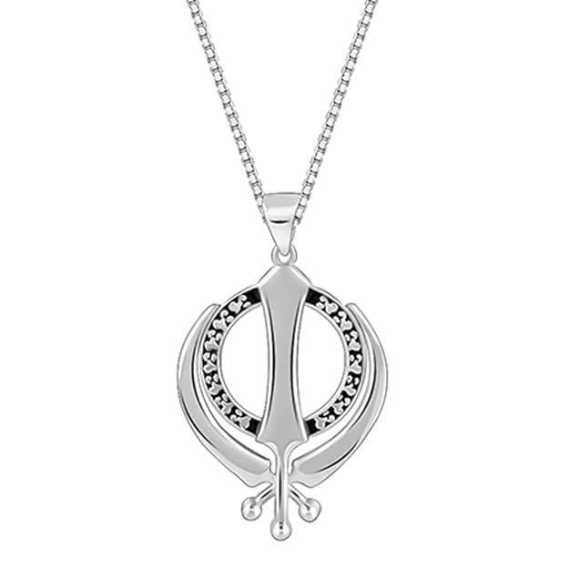 GIVA 925 Silver Sikh Khanda Symbol Pendant With Box Chain For Him