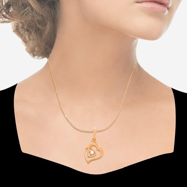Twinned Hearts Rose Gold Charm Diamond Pendant for Women - Image 3