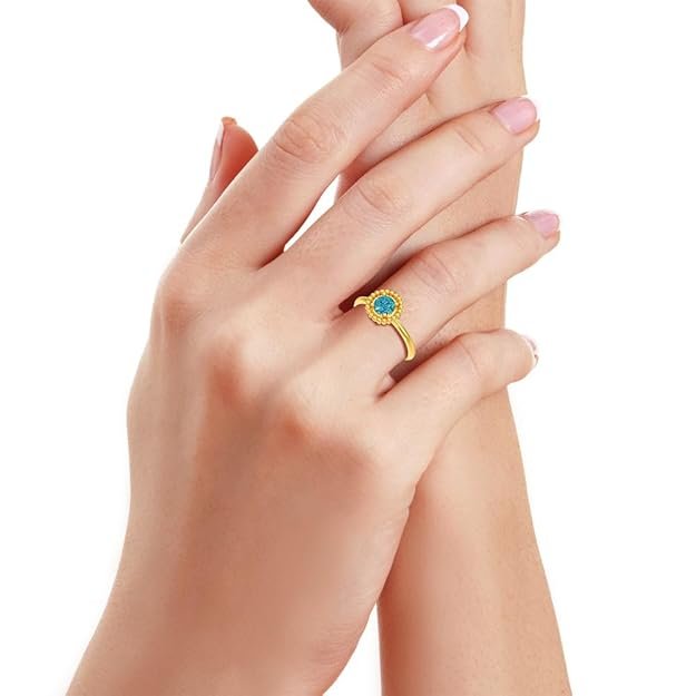 Sterling 18K Gold and Rose Gold Plated Beaded Glow Ring