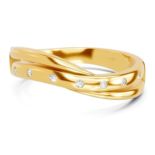 Grown Diamond Ring For Men 0.07 Carat Round Shape F-G VS Quality Diamond Twisted Band Ring