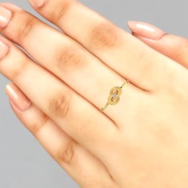Eterna Knot 14KT (585) Yellow Gold and Certified Natural Ring for Women - Image 4