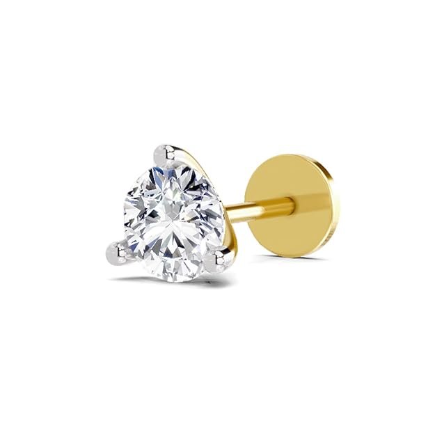 Sparkles Lab Grown Diamond Round Shape Solitaire Diamond Nose Pin for Women