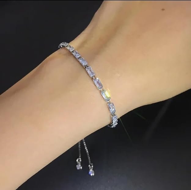 Nilu's Collection Stylish Cubic Zirconia American Diamond Adjustable Bracelet For Women & Girls Bracelet - Image 2