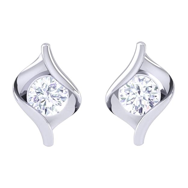 CLARA Made with Swiss Zirconia 925 Sterling Platinum Mia Solitaire Earring For Women & Girls