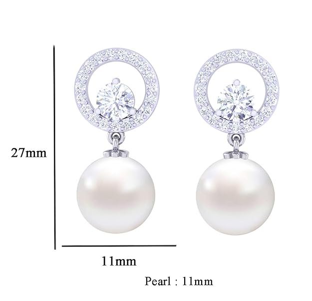 Clara 92.5 Sterling Silver Swiss Zirconia Pearl Earrings for Women and Girls - Image 3