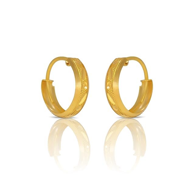 22K Hallmark (916) Purity Yellow Gold Design Flat Ring Stud - Image 2
