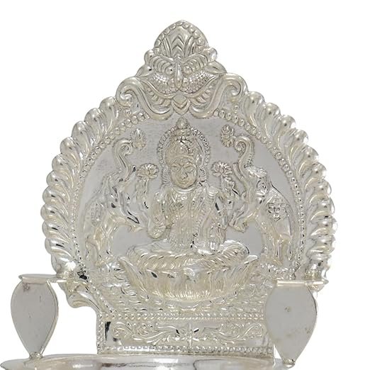 Silver Kamakshi Amman Diya | Traditional Laxmi Lamp | Velli Kamatchi Vilakku for Pooja, Home Decor & Gifting - Image 2