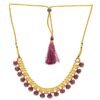 22KT (916) Yellow Gold Thushi Necklace for Women | Maroon Circular Enamel Drops
