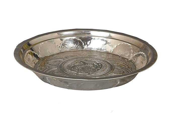 Parat German Silver Parat Thali, Multipurpose Plate for Pooja