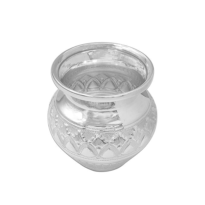 MAA SILVER Pure Silver Nakshi Work Kalash Lota BIS Hallmarked Perfect for Gifting Home Office Puja Use (925 Purity) - Image 3